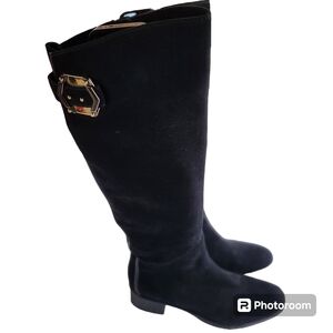 Le Pepe knee high women's sued black boots size 39.5